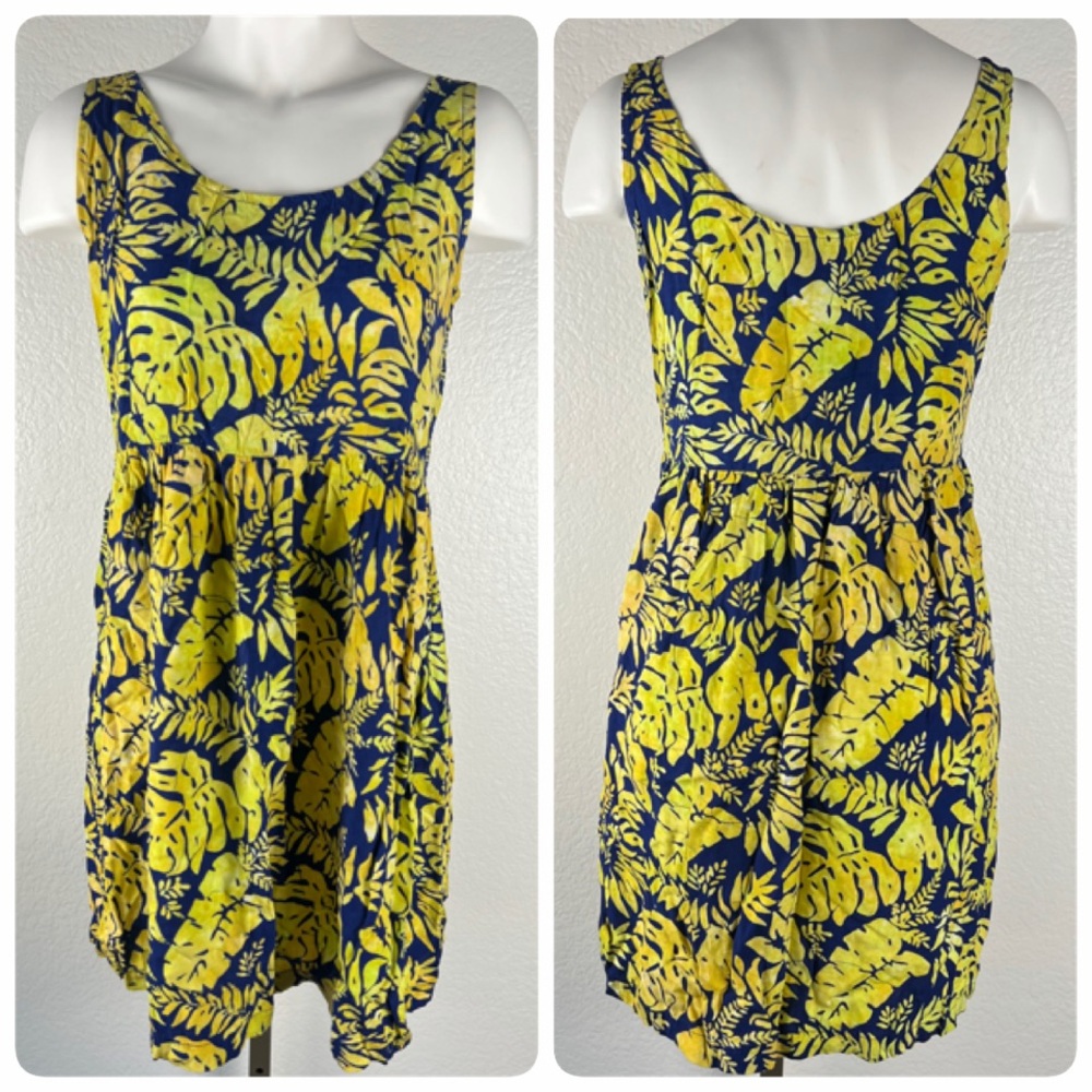 Vintage Rum Reggae Palm Print Babydoll Mini Dress
